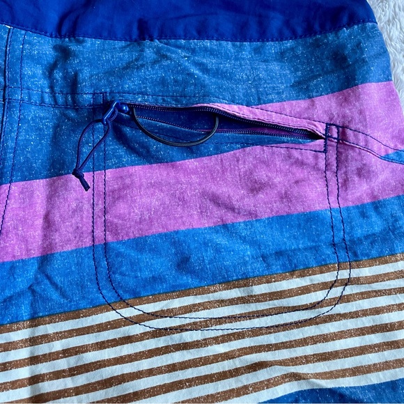 Patagonia Multicolor Striped Wavefarer Board Swim Surf Shorts Sz 6 Blue Purple - Picture 12 of 12